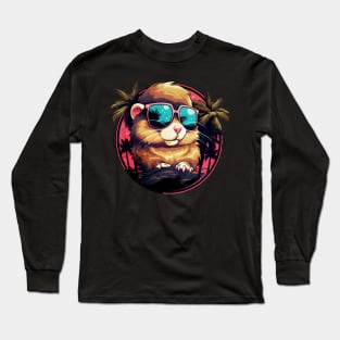 Retro Wave Gold Hamster Shirt Long Sleeve T-Shirt
